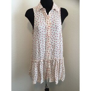 brandy melville flower prairie print blouse top tunic sleeveless One Size USA